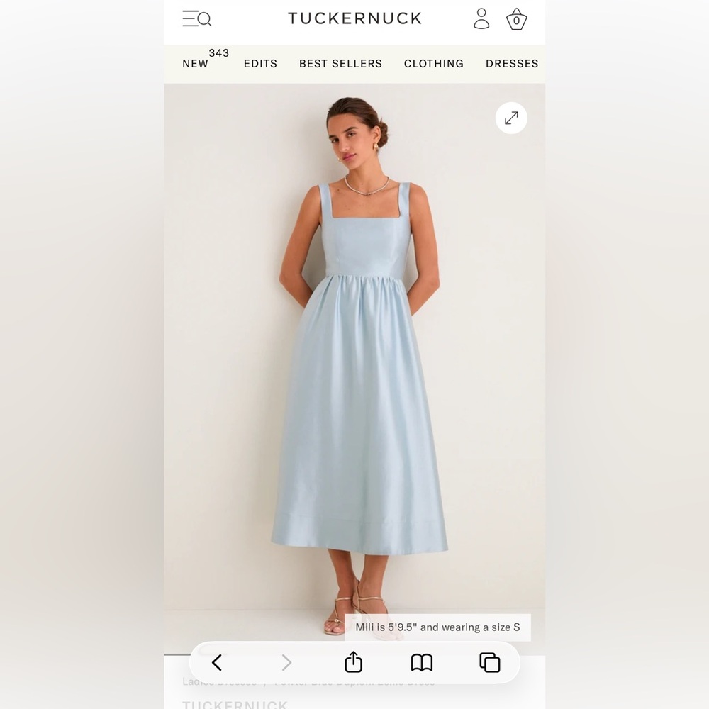 NEW Tuckernuck Esme Dupioni dress. Pewter blue. S.